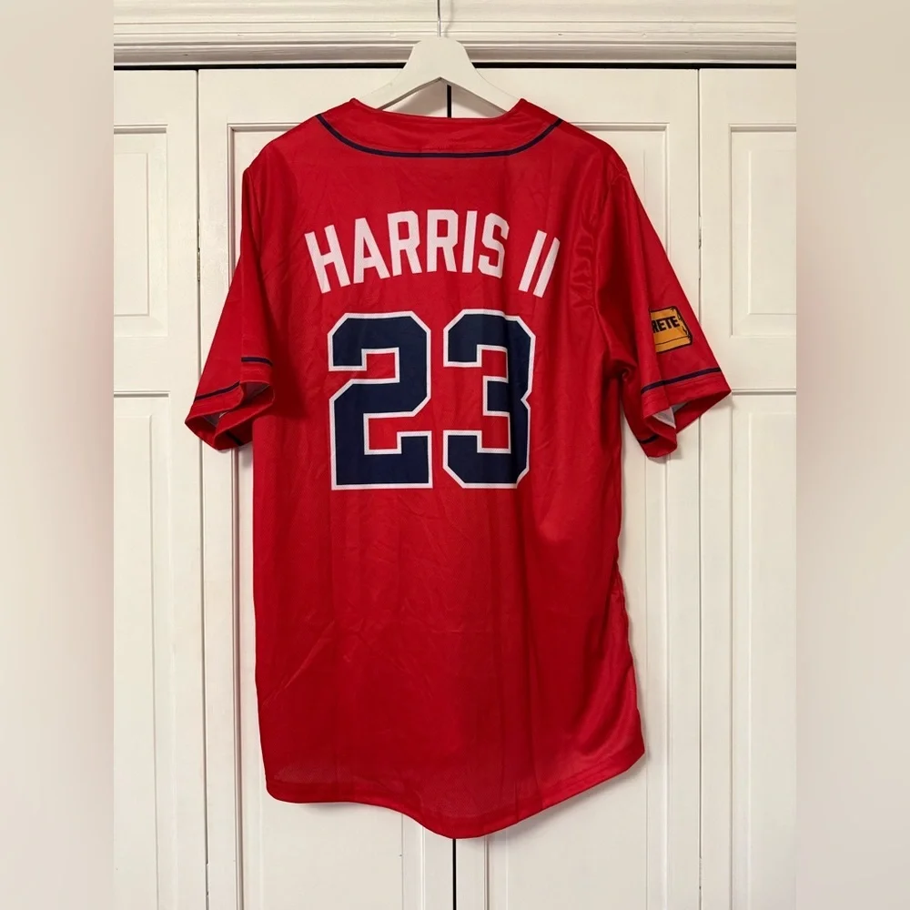 BDA Sports Red Atlanta Braves Baseball Jersey Number 23 Micheal Harris II Unisex - Picture 3 of 10
